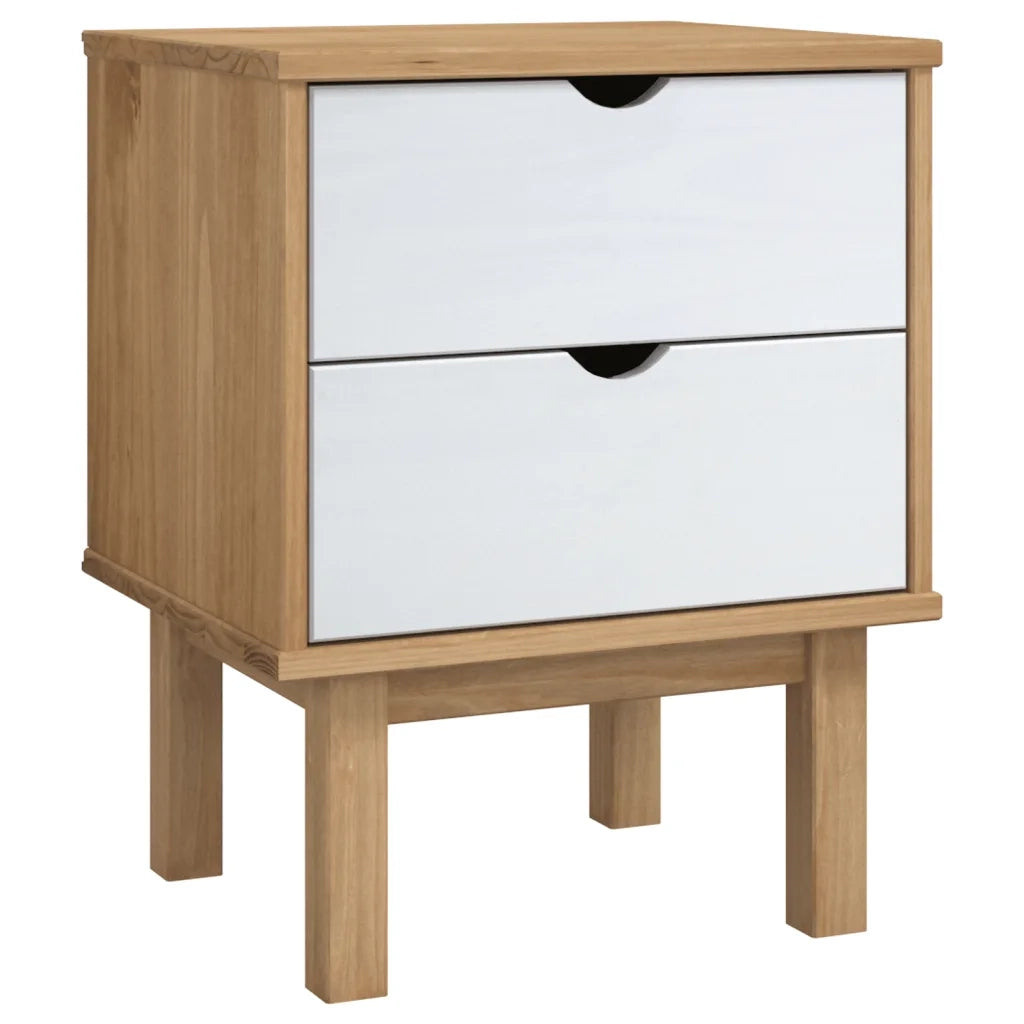 Comodino OTTA Marrone e Grigio 45x39x57 cm in Legno di Pino 348578