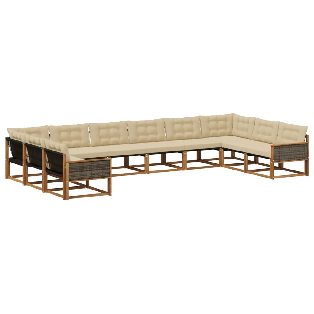 Set di divani da esterno con cuscino 10 pcs Naturale e Beige 3381709