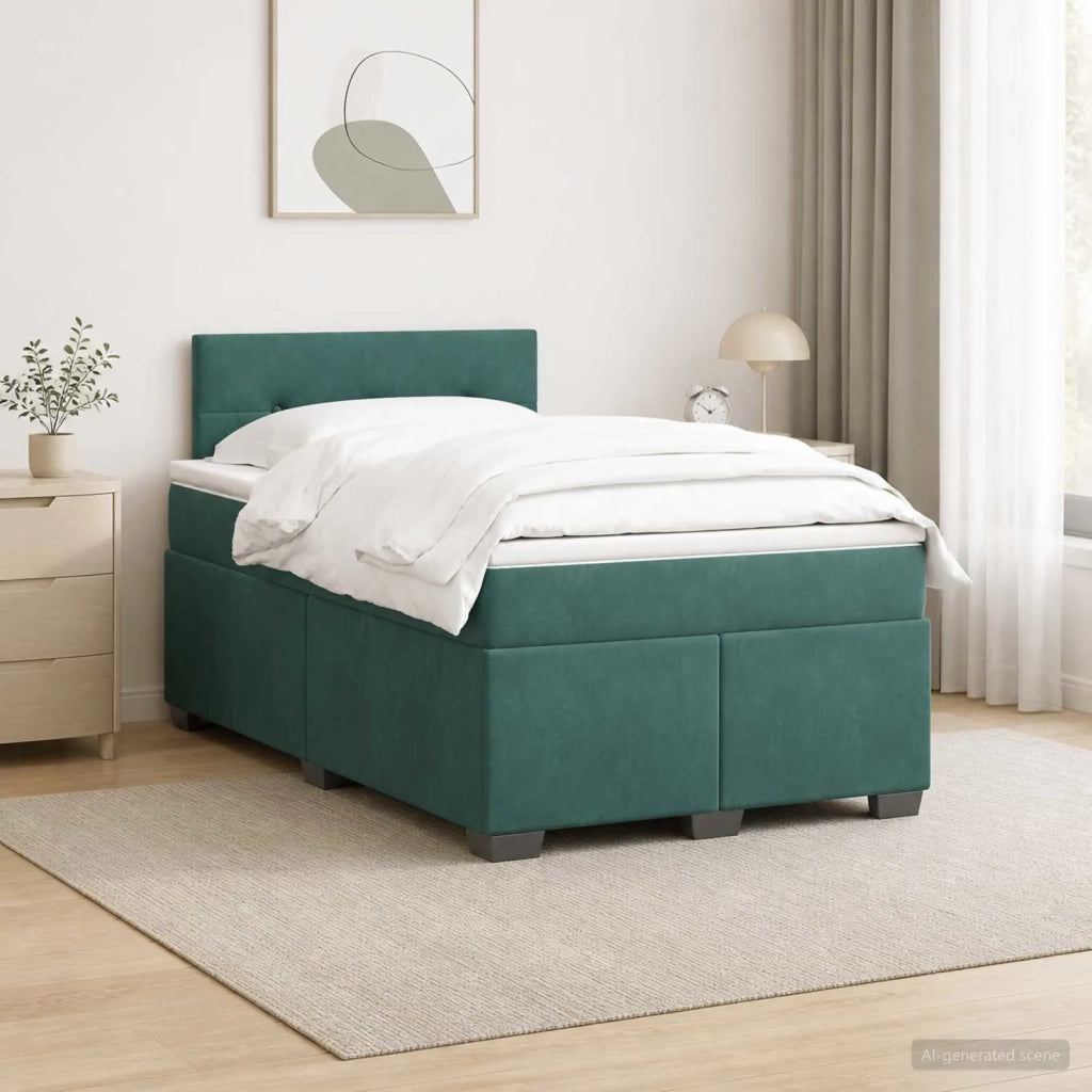 Letto con Box Spring, Materasso e LED Verde Scuro 120 x 190 cm 3452141