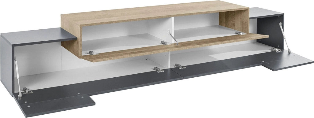 Mobile Tv 2 Ante a Ribalta 240x45x51,5 cm Coro Grigio Antracite Opaco/Rovere Wotan