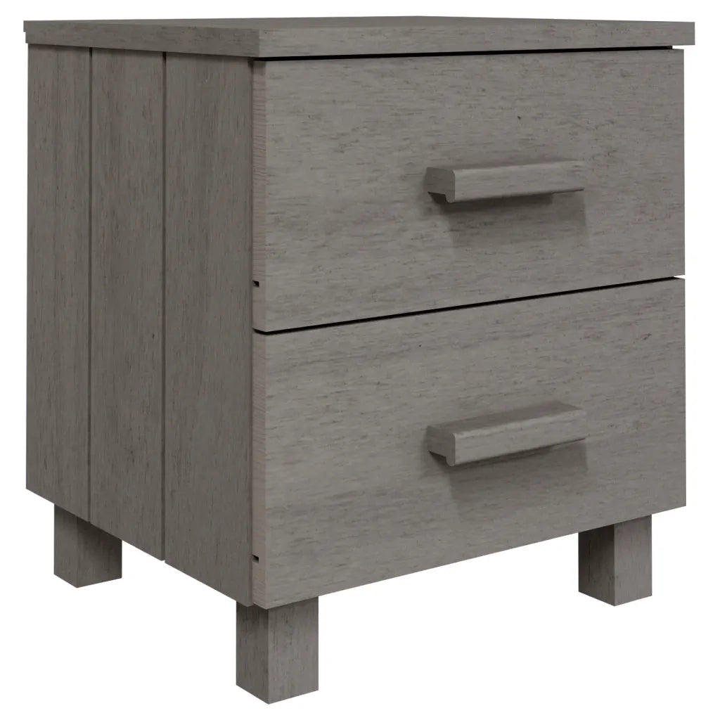 Comodino | Armadio da Notte | Mobiletto da notte HAMAR Grigio Chiaro 40x35x44,5 cm in Legno di Pino