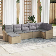 Set di divani con cuscino 7 pcs Beige polyrattan