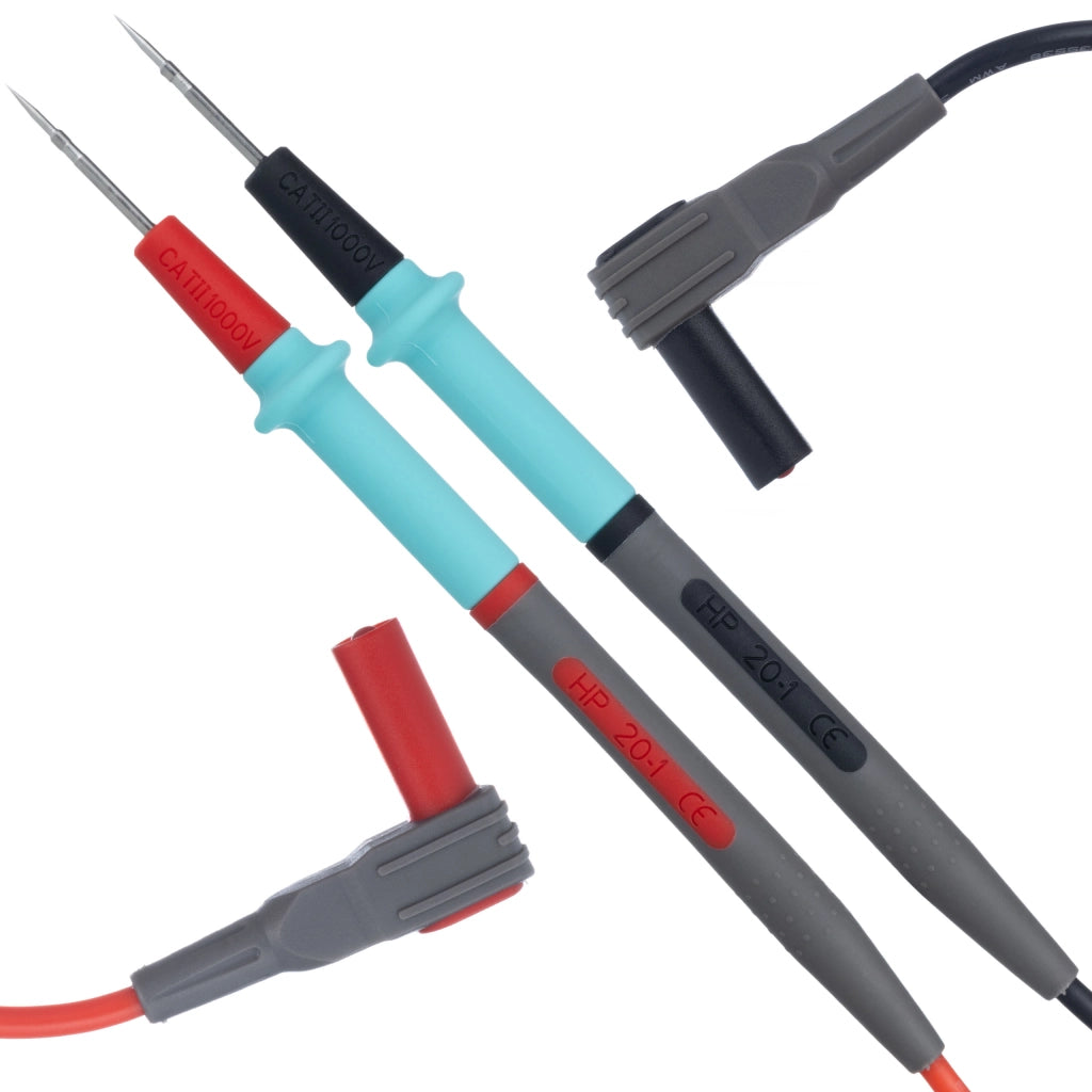 Cavi di Misura per Multimetro 1000V/20A – Punta a Spillo, Isolamento in Silicone | Lunghezza 103cm, Ø3.5mm