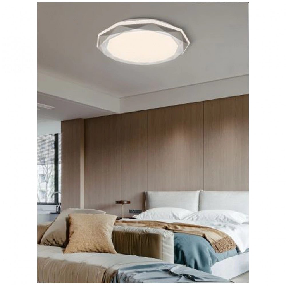 Trade Shop - Plafoniera Led 46w Dimmerabile Con Superfice Sfaccettata Luce 6500k 4000k - -bianco Naturale      -
