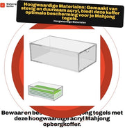 Scatola da Mahjong trasparente - Cassetta di archiviazione in acciaio inossidabile - Contenitore per display - Adatto per teglia da Mahjong standard - Dimensioni 24,2 x 13,4 x 7,8 cm - Cassetta di archiviazione