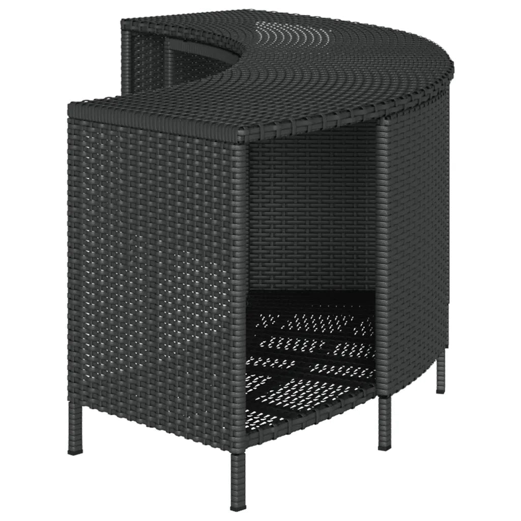 vidaXL Scaffali Portaoggetti Vasca Idromassaggio 2pz Polyrattan Nero