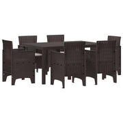 Set da Pranzo per Giardino 7 pcs Marrone Rattan Polt