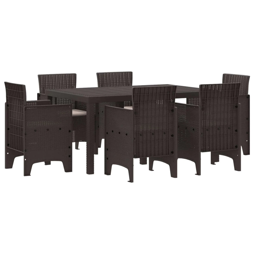 Set da Pranzo per Giardino 7 pcs Marrone Rattan Polt