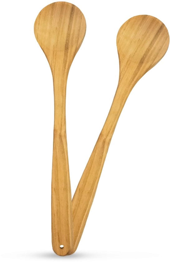 Set di cucchiai rotondi in legno di ciliegio da 2 pezzi - Made in Germany | Cucchiaio rotondo in legno di 30 cm con occhiello | Accessori in legno per la cucina