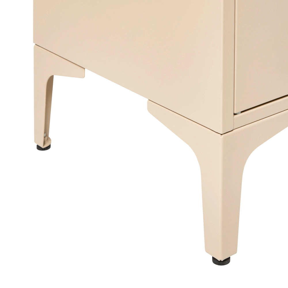 Mobile contenitore in acciaio beige chiaro con 2 ante e 3 ripiani design industriale per ufficio domestico tonalità Cashmere