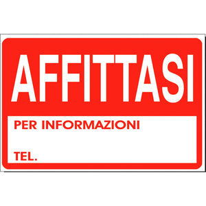 Cartello affittasi 32 x 22 cm