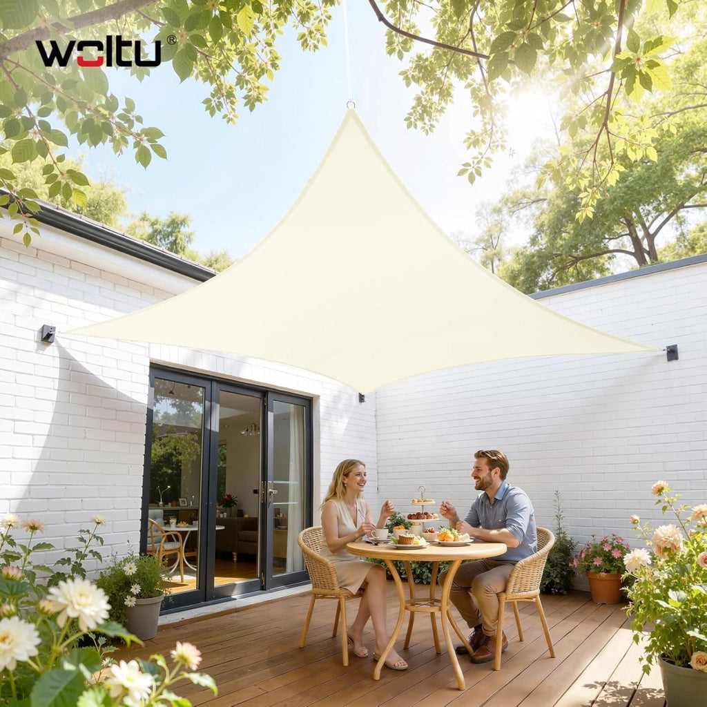 Vela ombreggiante 5x7m in PES 160 g/m² Impermeabile Tenda a Vela Parasole Rettangolare Protezione Solare Respirante Anti UV Giardino Esterni Crema