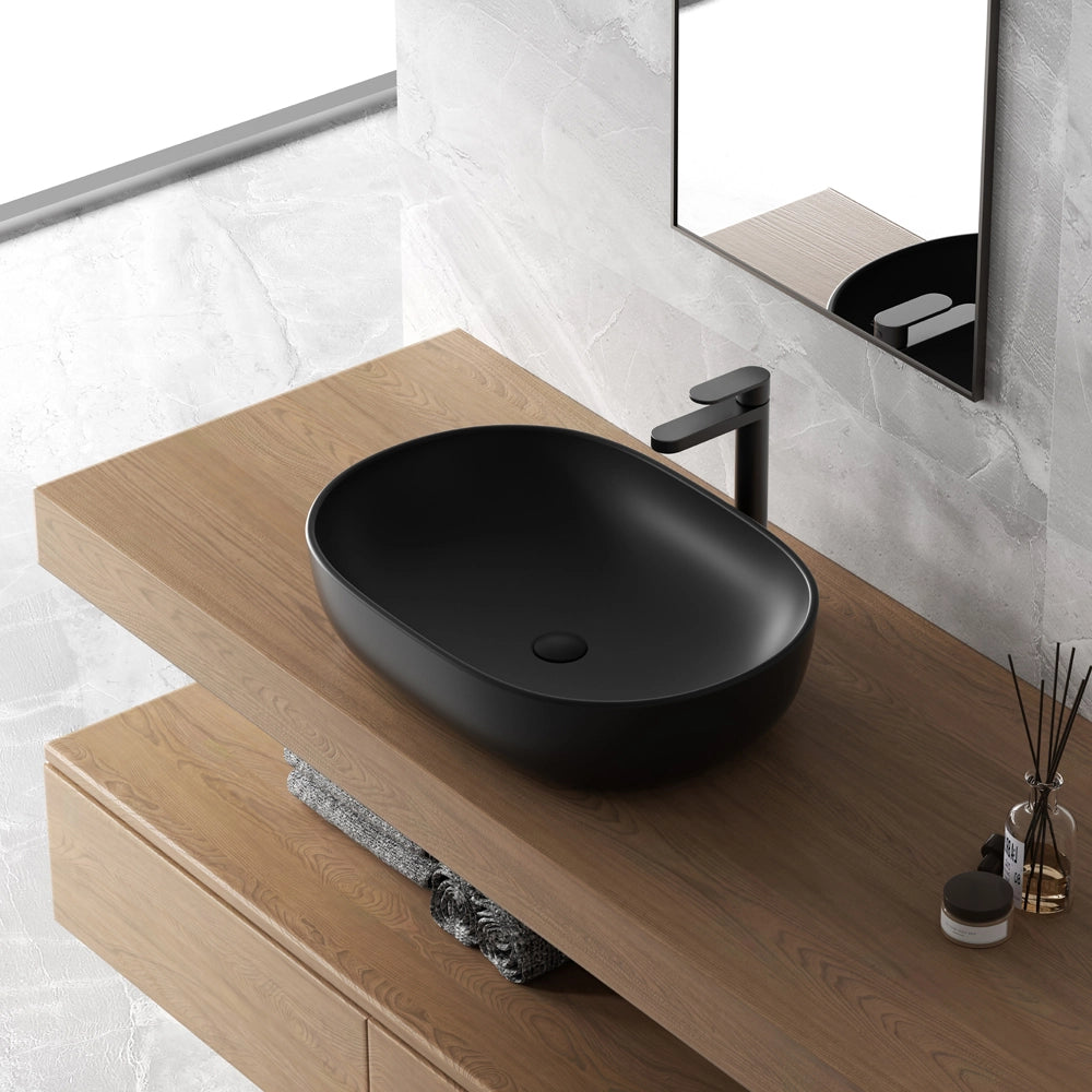 Lavabo da appoggio ovale 60x41 cm nero opaco Tokyo