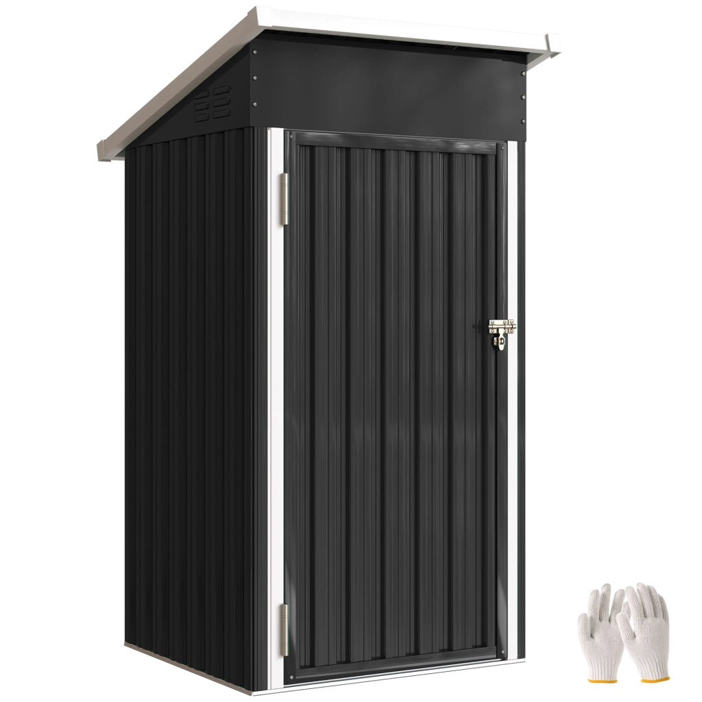 Casetta da giardino in metallo ¨C Xylo ¨C porta chiudibile, tetto spiovente, 107,5x91x185cm, grigio