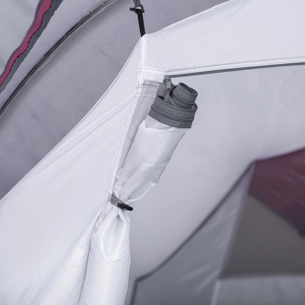 Tenda a tunnel per 2-3 persone; tenda da campeggio 190T con perni; fibra di vetro e poliestere; grigia; 426 x 206 x 154 cm; ideale per avventure all'aperto