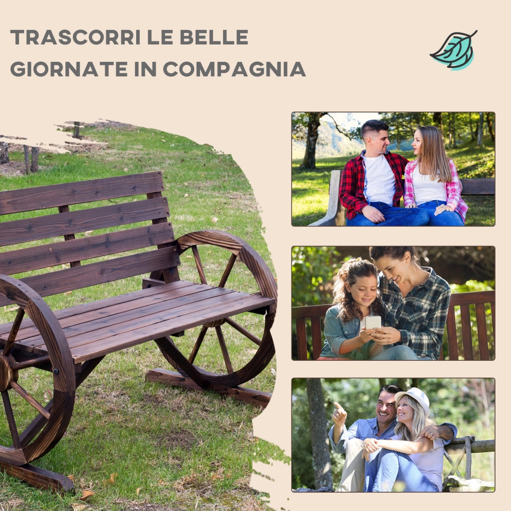 Panchina da Giardino 2 Posti con Braccioli ¨C Zephmum ¨C Legno di Abete Marrone 105.5x59x75 cm