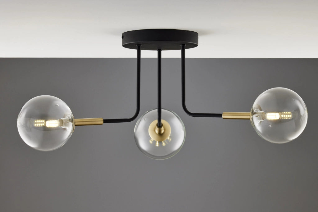 Plafoniera moderna nero oro, sfere vetro 3xG9 BURANO Jupiter