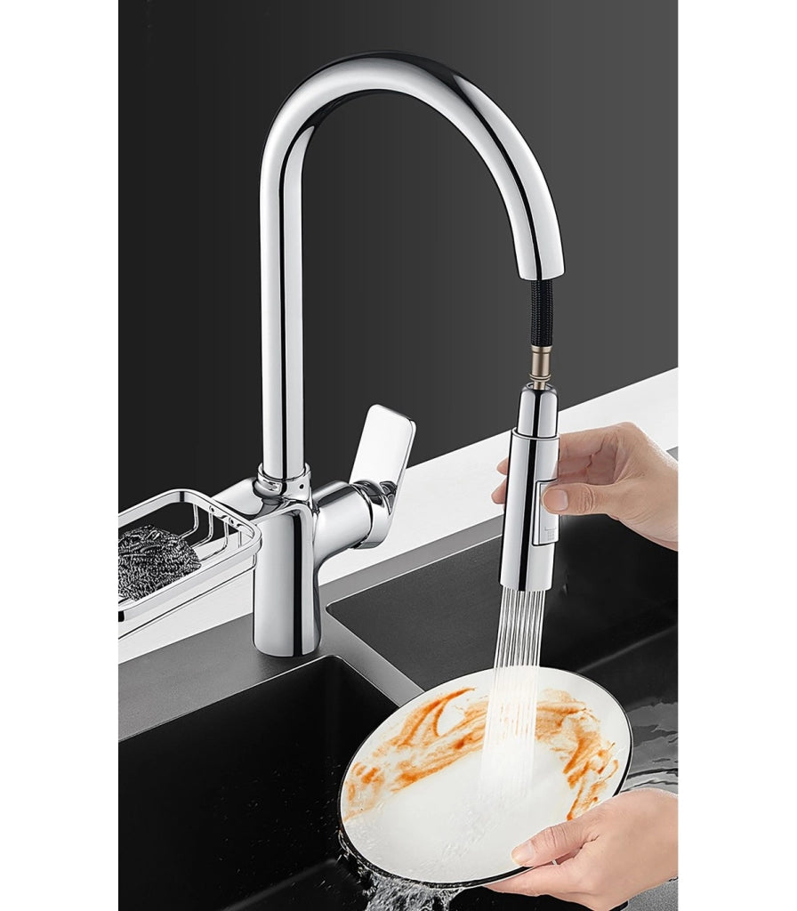 Rubinetto Cucina LH-123 | Griglia Scaffale | Rame Monoleva 2 Vie | Estrabile 2 Modi