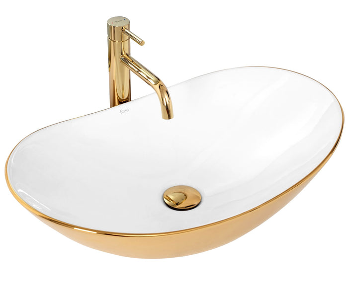 Lavabo Da Appoggio Rea Royal White Gold