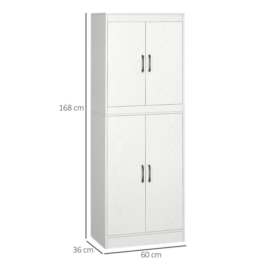 Armadio Cucina con 4 Ante e 5 Ripiani Aperti ¨C zephmum ¨C Bianco 60x36x168 cm