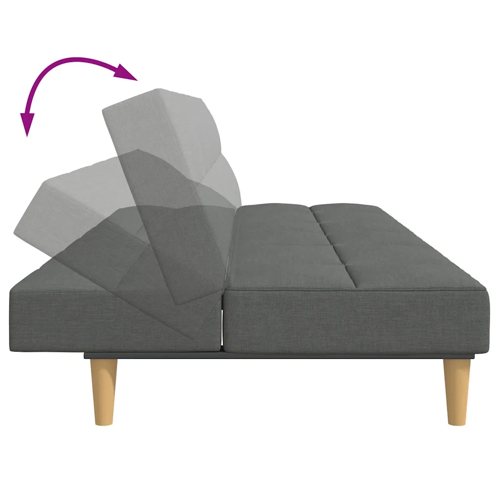 Divano Letto 2 Posti con Poggiapiedi Grigio Scuro in Tessuto 3258104