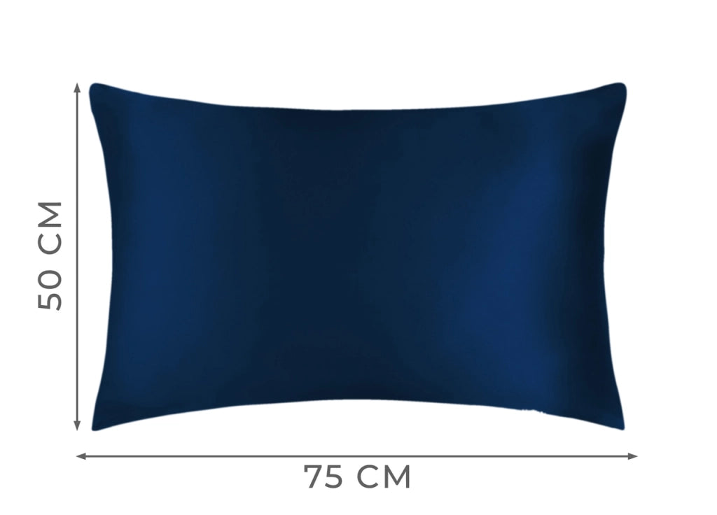 Federa Guanciale Cuscino Letto 100% Seta Chiusura Zip In Tinta Unita - Federa - Blu