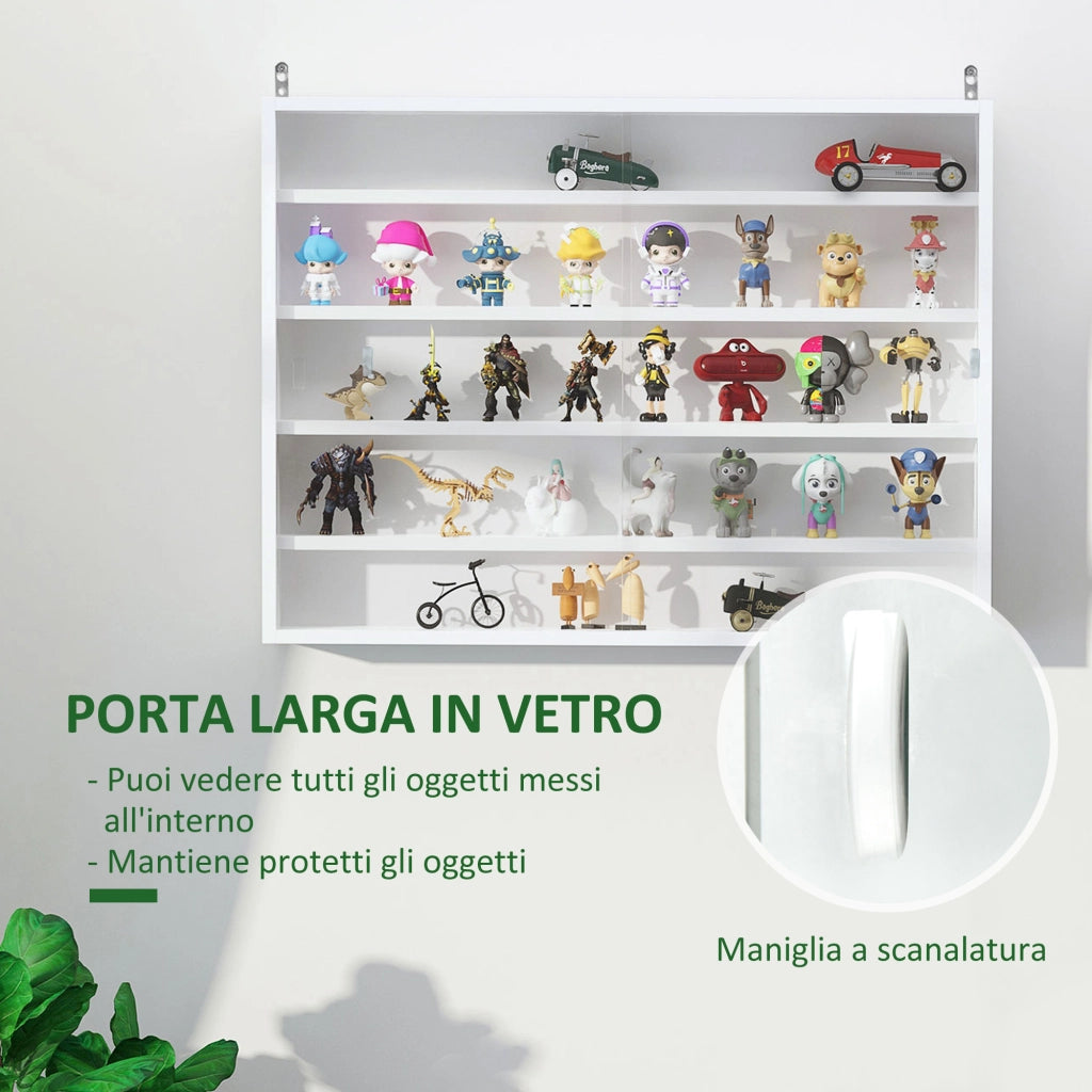 Libreria a Parete con Ripiani Regolabili in Vetro e Legno ¨C Zephmum ¨C Bianco 80x9.5x60 cm