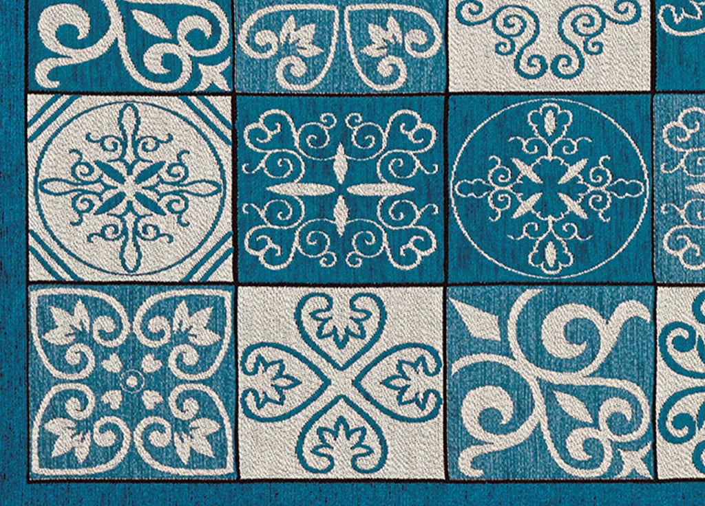 Tappeto Passatoia Runner Cucina Antiscivolo Lavabile Disegno Maiolica Suardi - 55x280 - Jeans