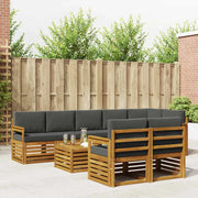 Set divani 9 pcs Naturale e Antracite Legno di Acacia Massello