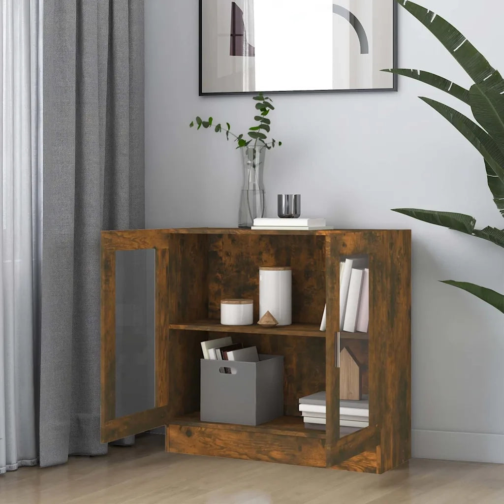 Mobile Vetrina Rovere Fumo 82,5x30,5x80 cm Legno Multistrato 815615