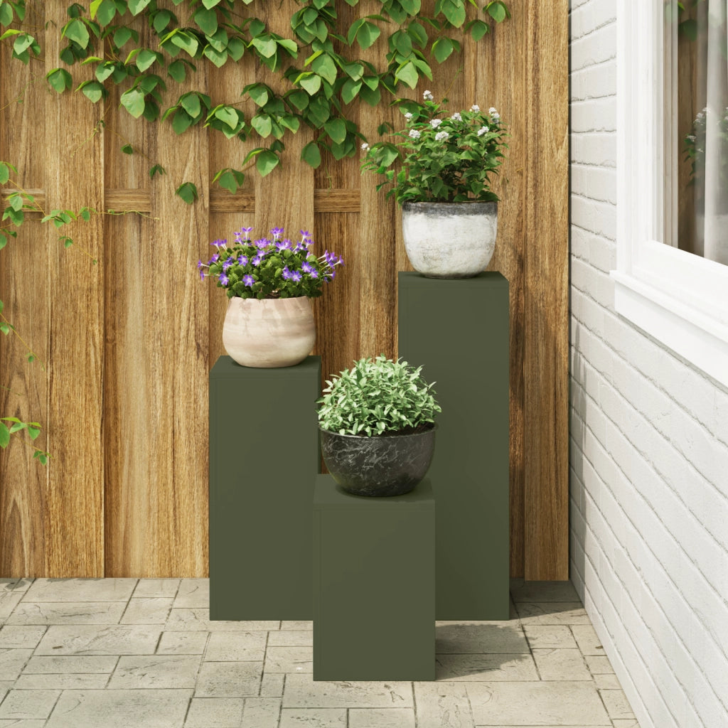 Supporti per Piante da Esterno 3 pcs Verde Oliva Acciaio