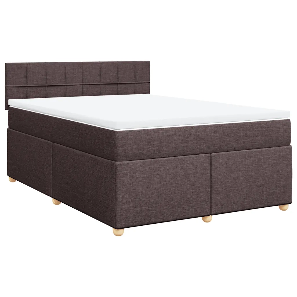 Giroletto a Molle con Materasso Marrone Scuro 140x190cm Tessuto