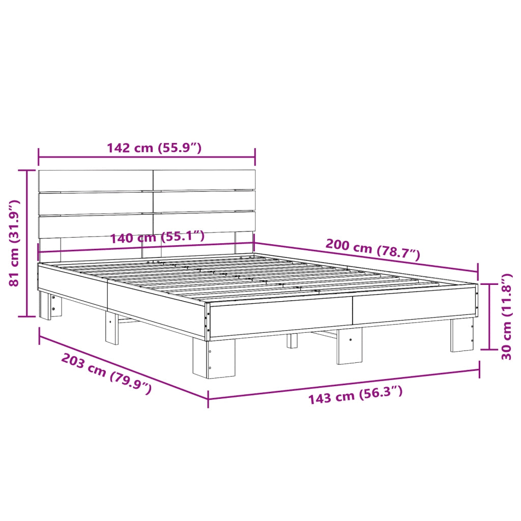 Giroletto Grigio Sonoma 140x200 cm in Legno Multistrato Metallo