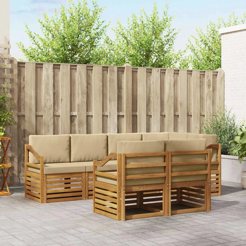 Set divano sezionale con cuscino 7 pcs Naturale e Beige 3374988