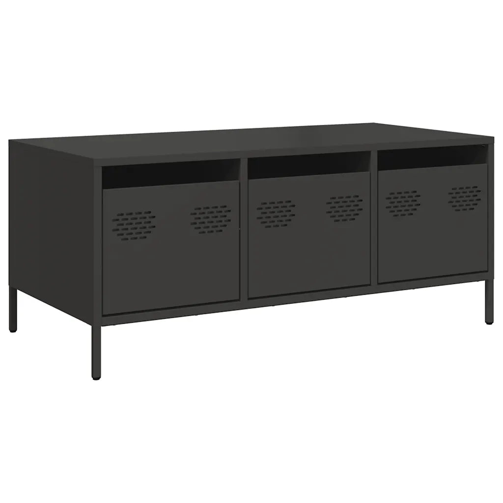 Tavolino-Tavolino da soggiorno-Tavolo Nero 101,5x50x43,5 cm in Acciaio Laminato a Freddo 322621