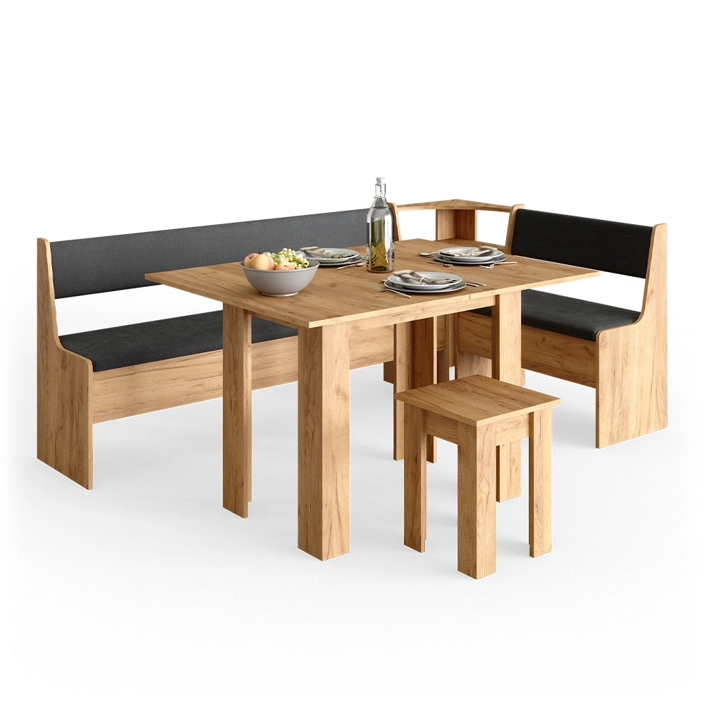 Vicco Gruppo panca ad angolo Quercia dorata 210 x 120 cm con tavolo