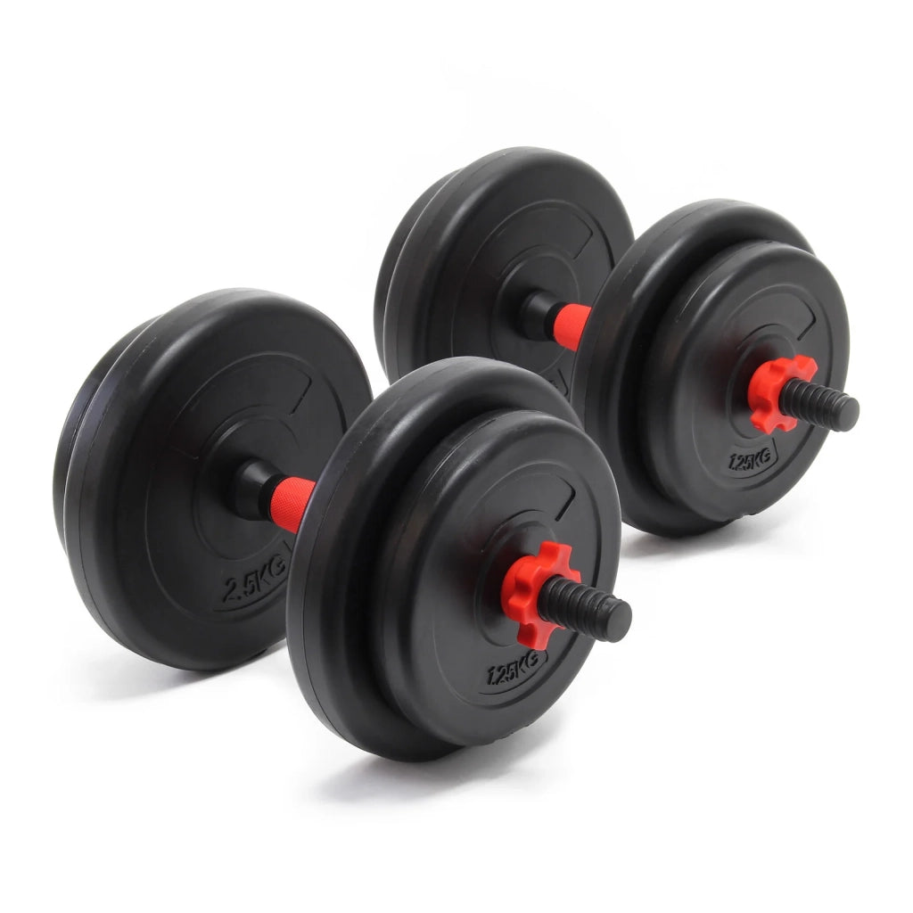 Set di manubri da 15 kg con piastre in ghisa per allenamento della forza e sollevamento pesi (16_0000844)