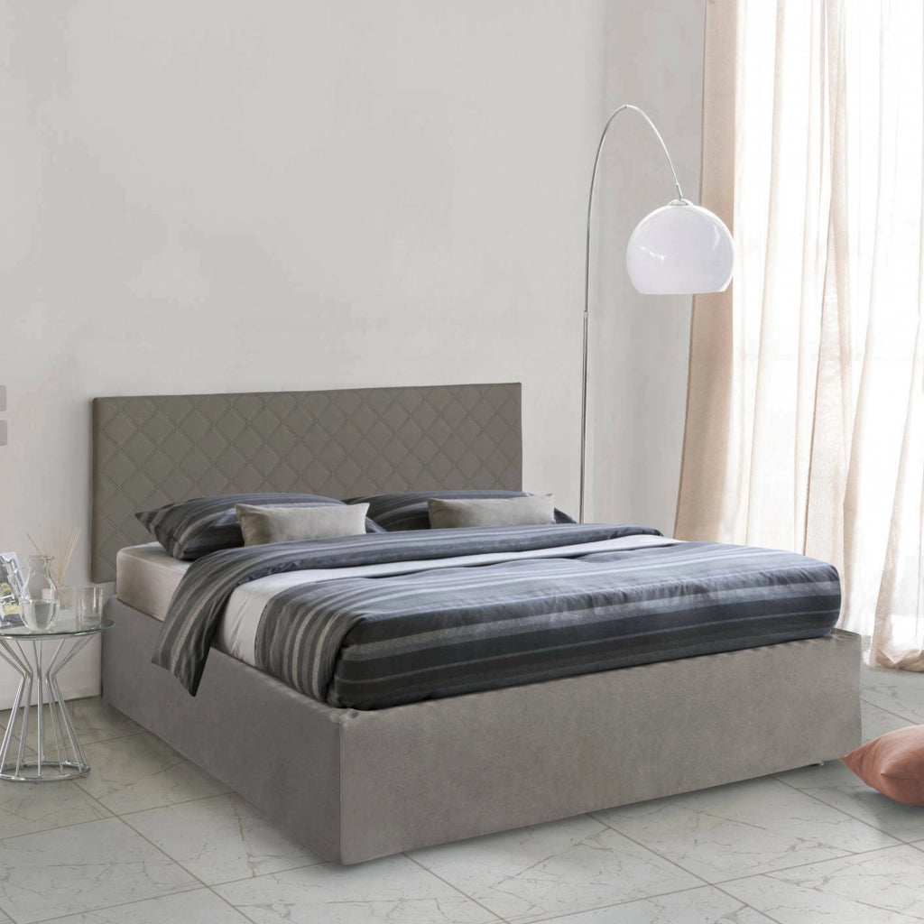 Letto Matrimoniale Delinda, Letto Matrimoniale Materasso Incluso Made in Italy, Grigio