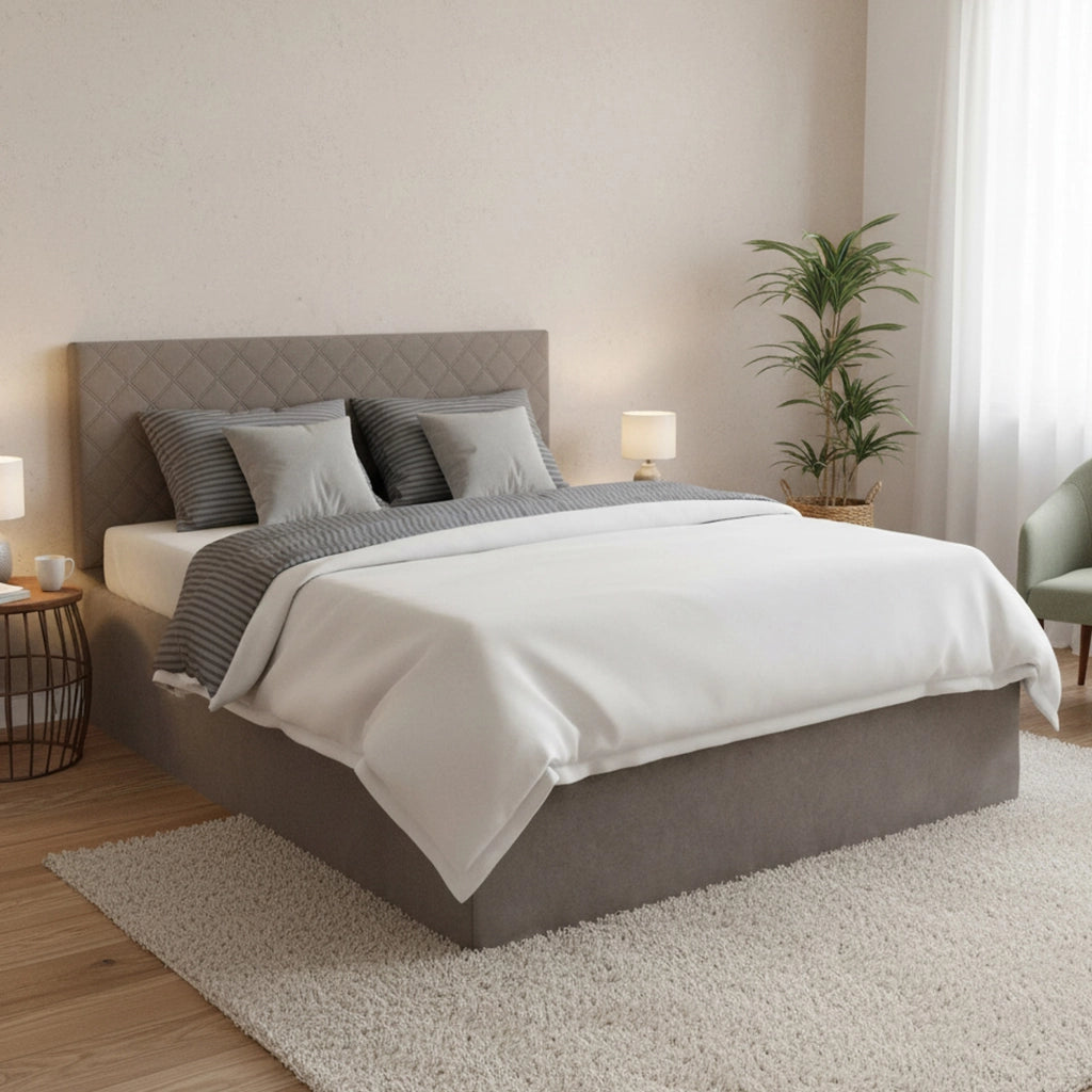 Letto Matrimoniale Delinda, Letto Matrimoniale Materasso Incluso Made in Italy, Grigio
