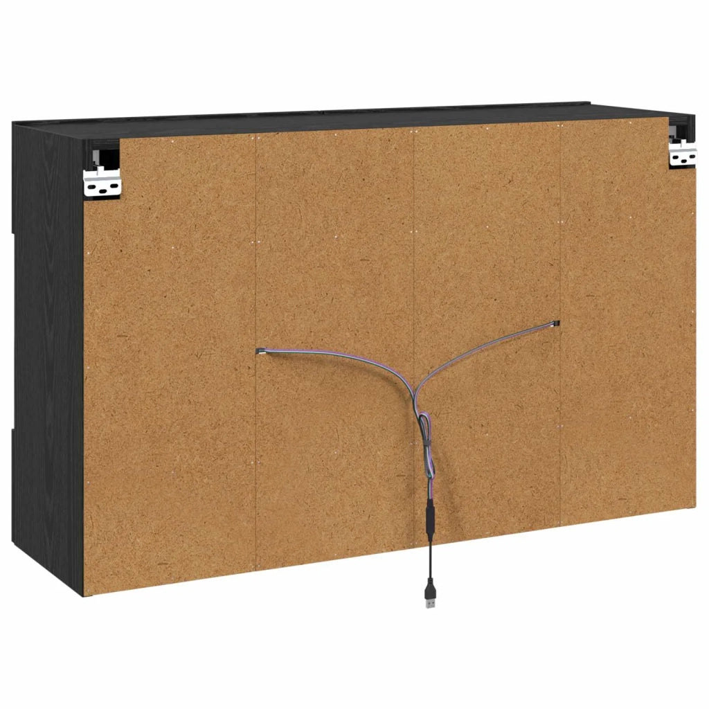 Mobile TV da parete con LED Rovere Nero 98,5 x 30 x 60,5 cm 8000987