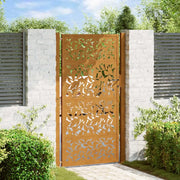 Cancello da Giardino 105x205 cm Acciaio Corten Design a Foglia