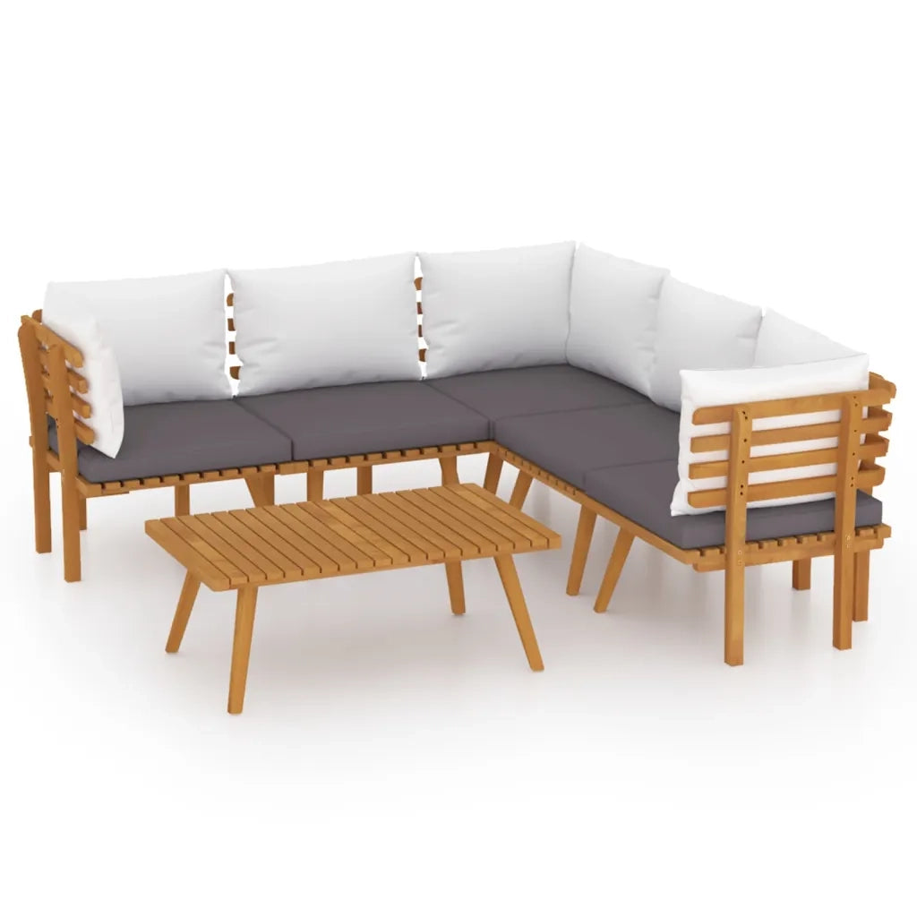 Set Divani da Giardino 6 pz con Cuscini in Massello di Acacia 3087014