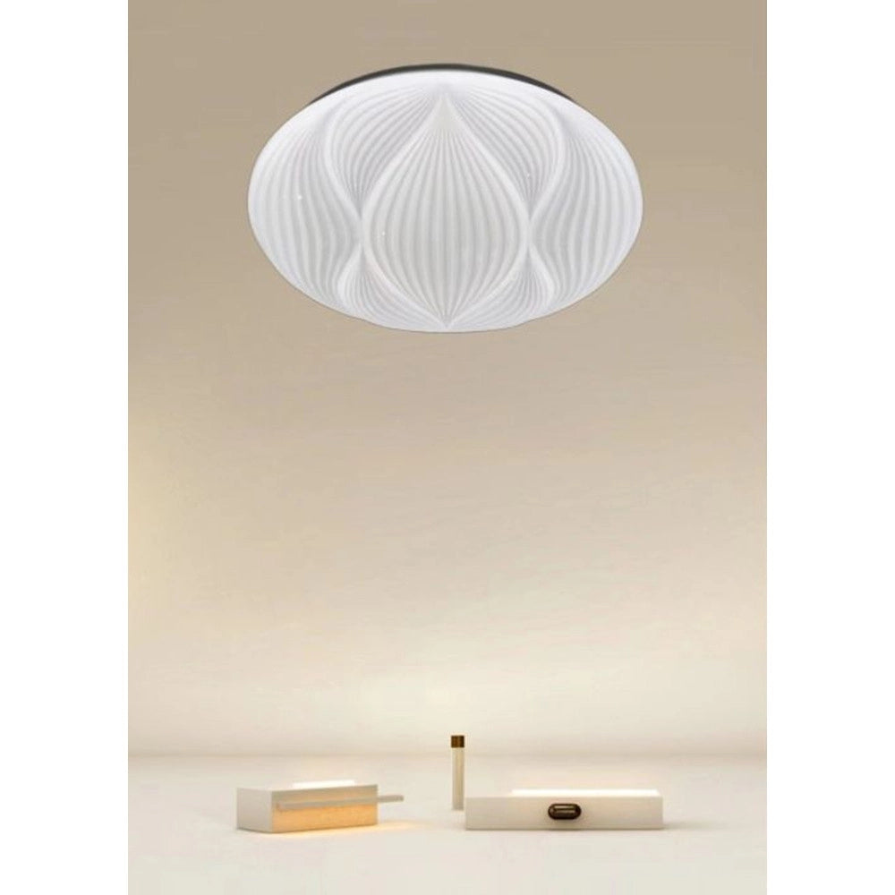 Trade Shop - Plafoniera Lampada Soffitto Decorata Bianco Led 45w Luce Fredda 6500k Ip20 97485 -