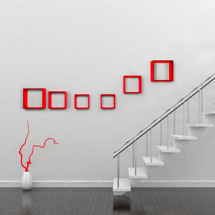 Set 3 Mensole da Parete Cubo in Fibra di Legno Incubo Blu Atollo