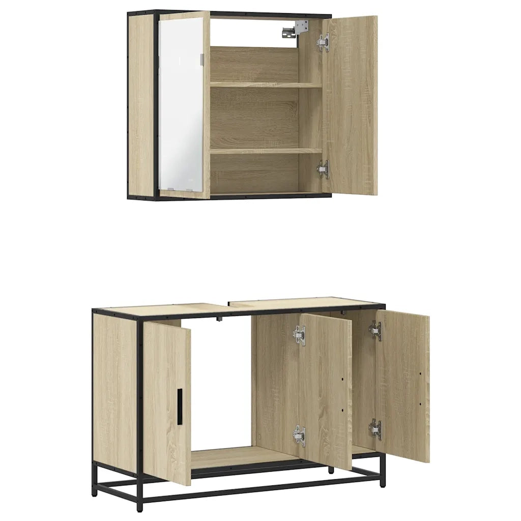 Set Mobili da Bagno 2 pz Rovere Sonoma in Legno Multistrato 3300891