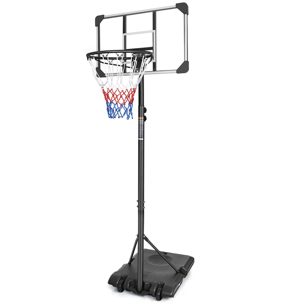 Canestro da basket con altezza regolabile 170–213 cm, ruote, per interno ed esterno, nero