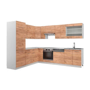 Cucina angolare completa Fame-Line Rovere dorato/Bianco 287 x 60 cm, PL Marmo Vicco