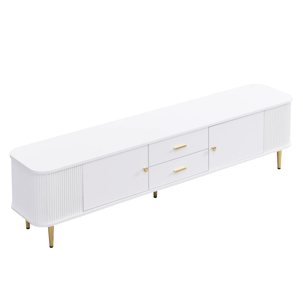 Mobile TV con Cassetti ¨C MINIMAL ¨C Angoli Curvi, Maniglie Dorate, Soggiorno