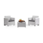 Salottino da esterno Apis, Set da giardino con cuscini, Salottino  effetto rattan, 100% Made in Italy, Bianco