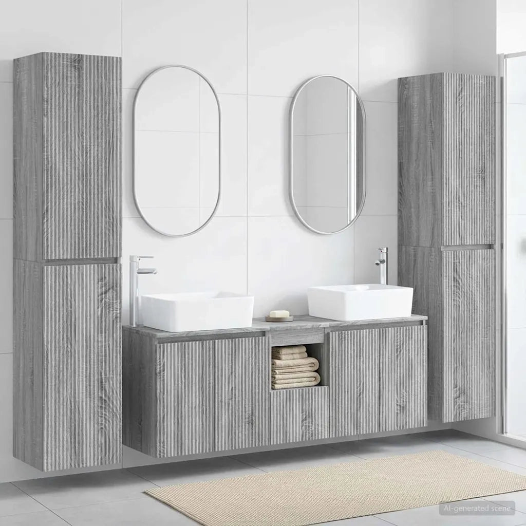 Set di mobili per il bagno 5 pz Sonoma grigio 3406039